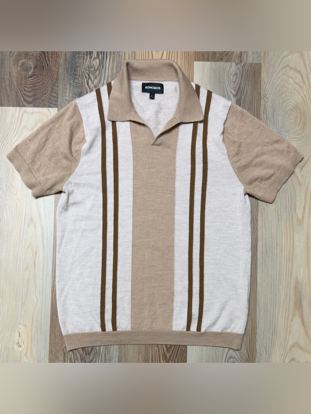Bonobos Hudson Retro Knit Sweater Polo Shirt Size Large Vertical Stripe